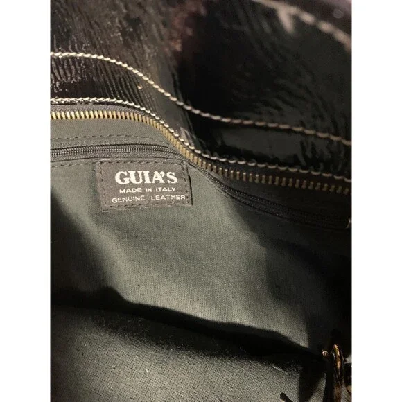 Guia’s Italian Women's Purple & Black Calf Hair Handbag – Gold Chain Accents - Picture 10 of 10